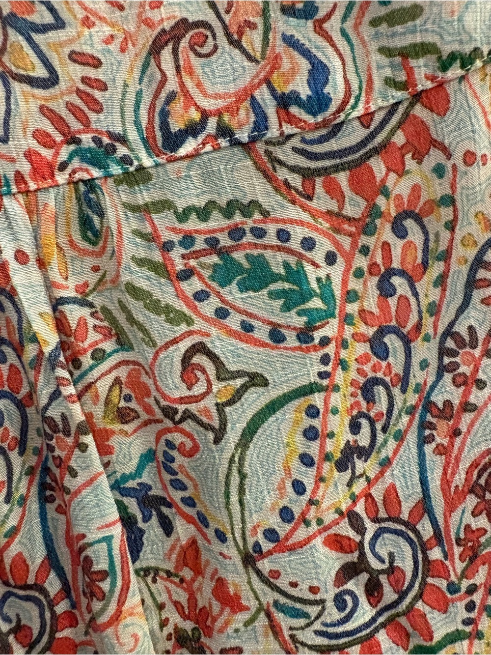 Zac & Rachel Coral and Teal Paisley Knot-Front Sleeveless Top - Picture 4 of 4